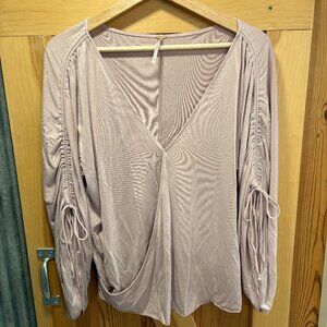 Free People Blush Wrap Top – Ruched Sleeves | XS/S